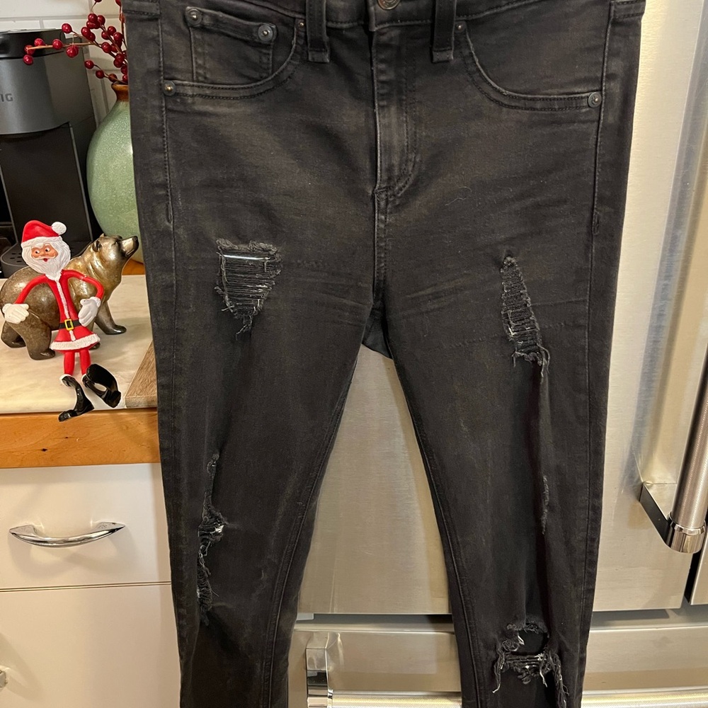 rag & bone Ladies Black Distressed Skinny Jeans.  The holes are in the best spot